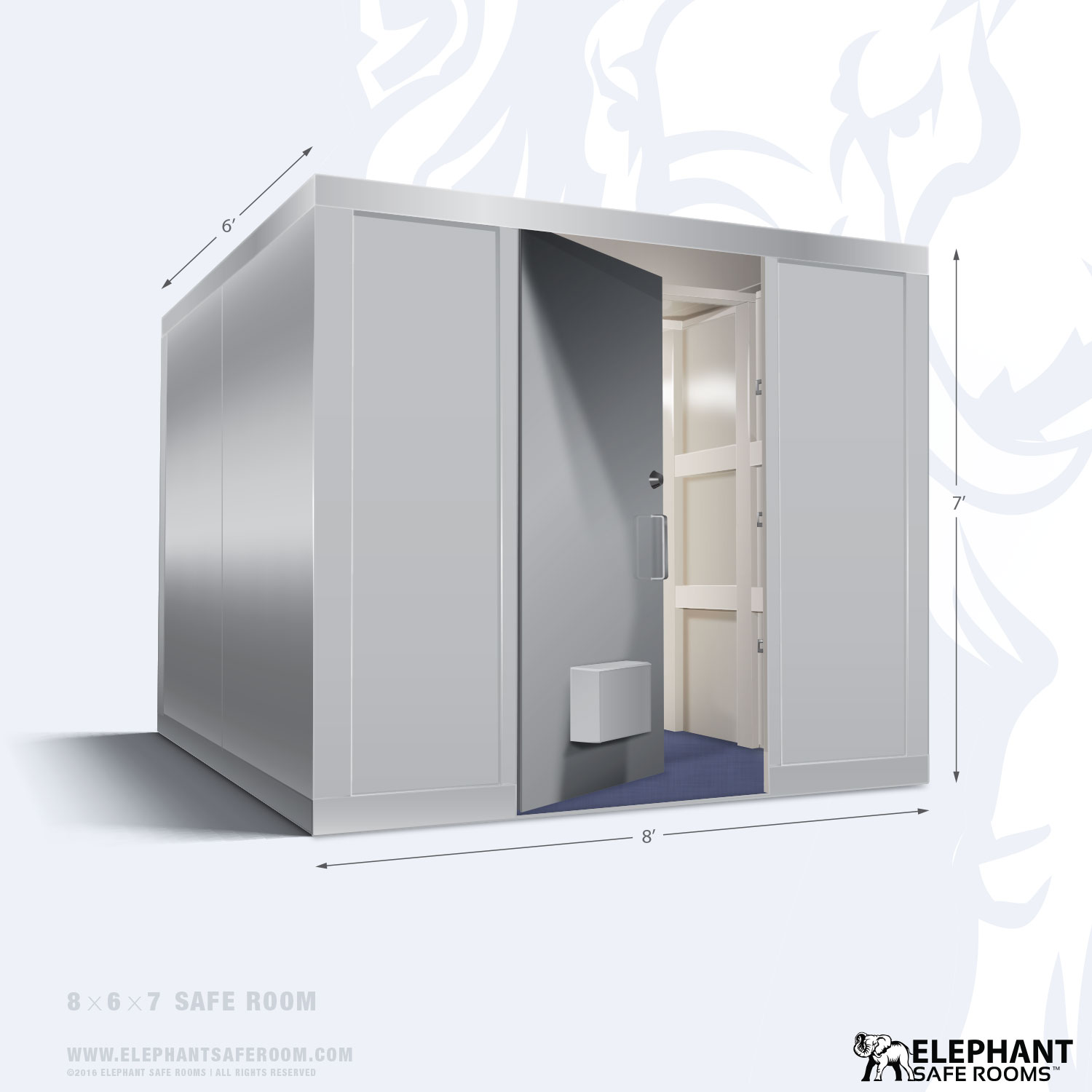 Elephant safe room with dimensions 8 x 6