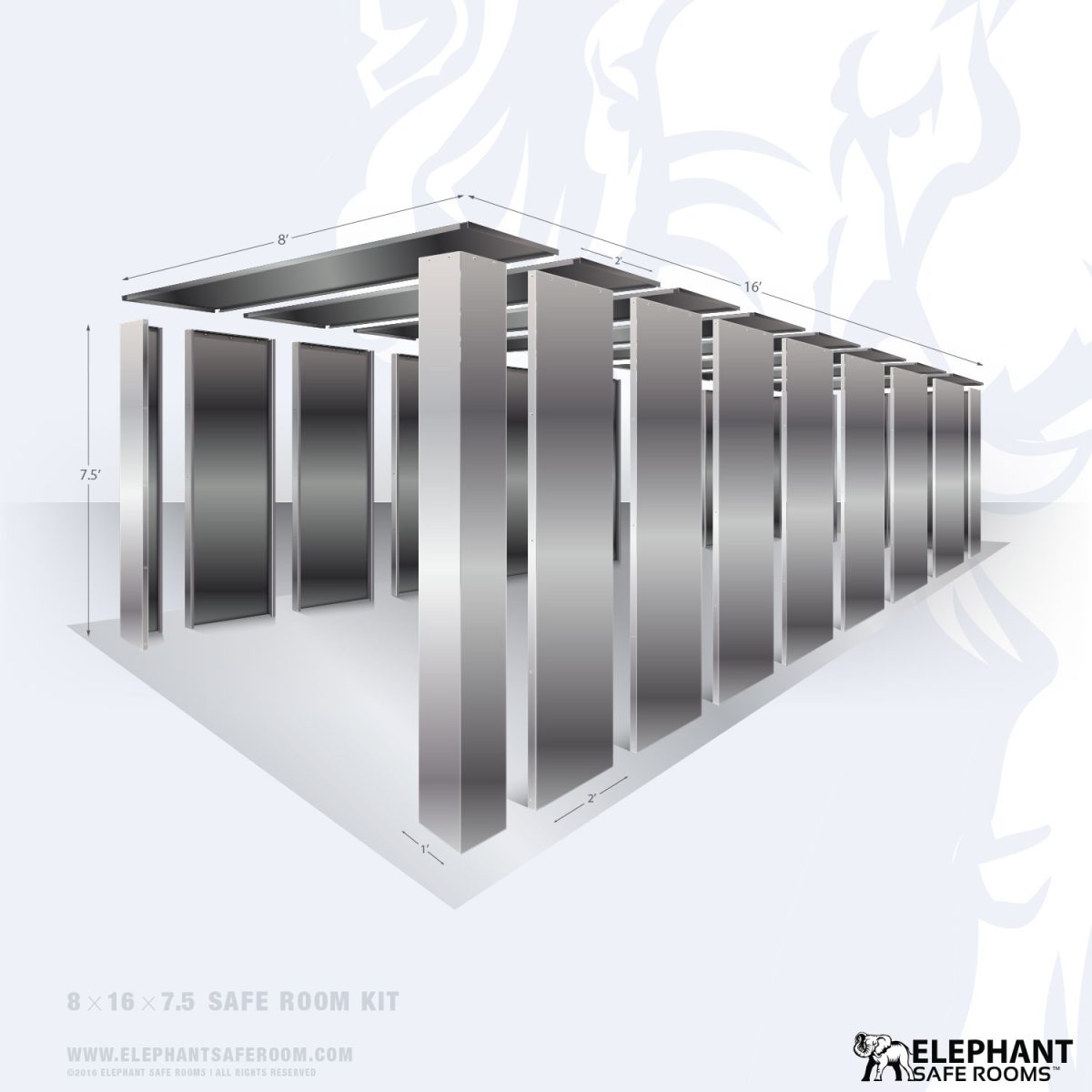 8x16 bolt together safe room kit