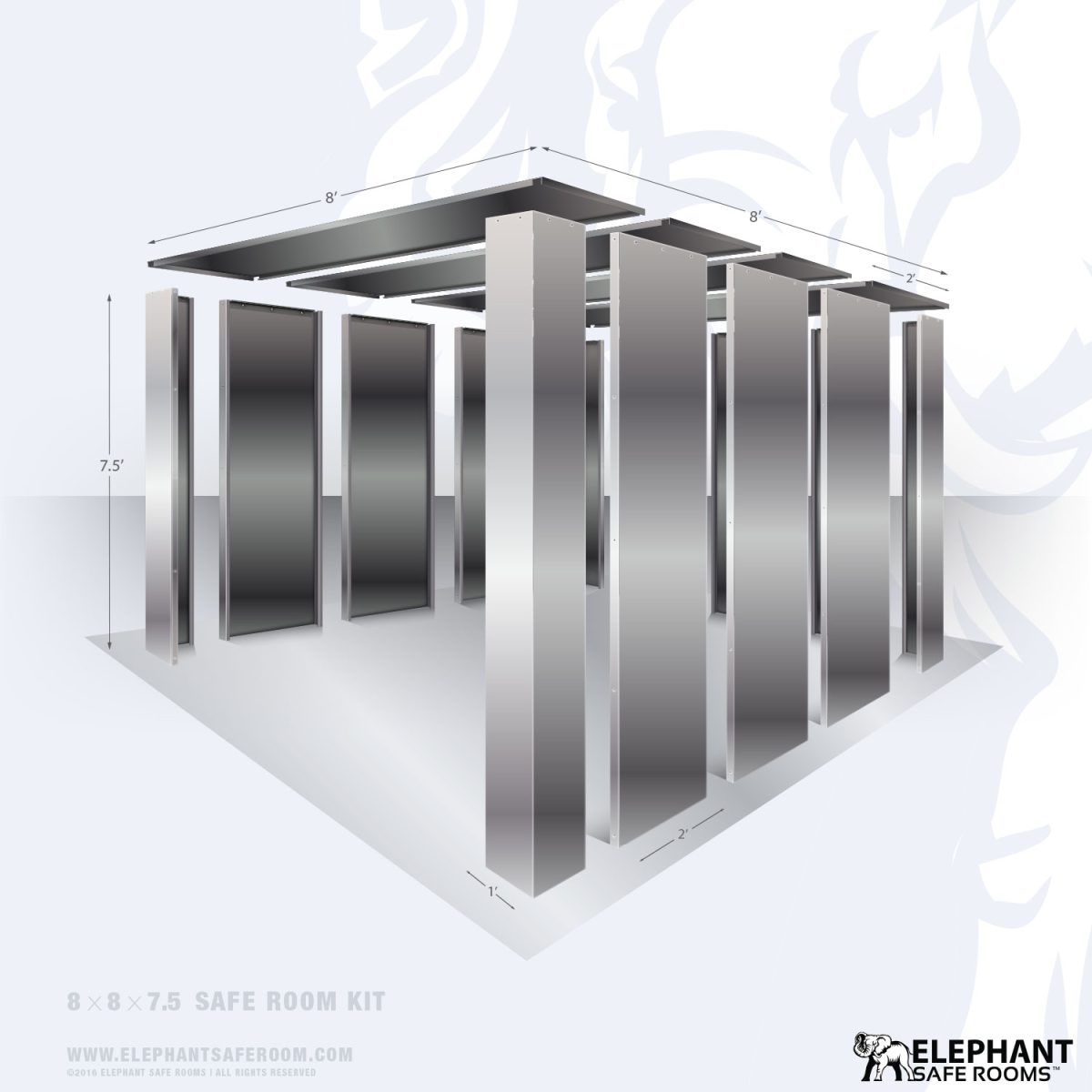 8' x 8' bolt together security shelter by Elephant Safe Rooms