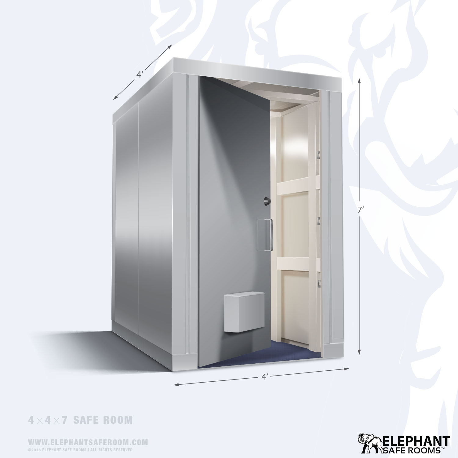 Elephant safe room with dimensions 4 x 4