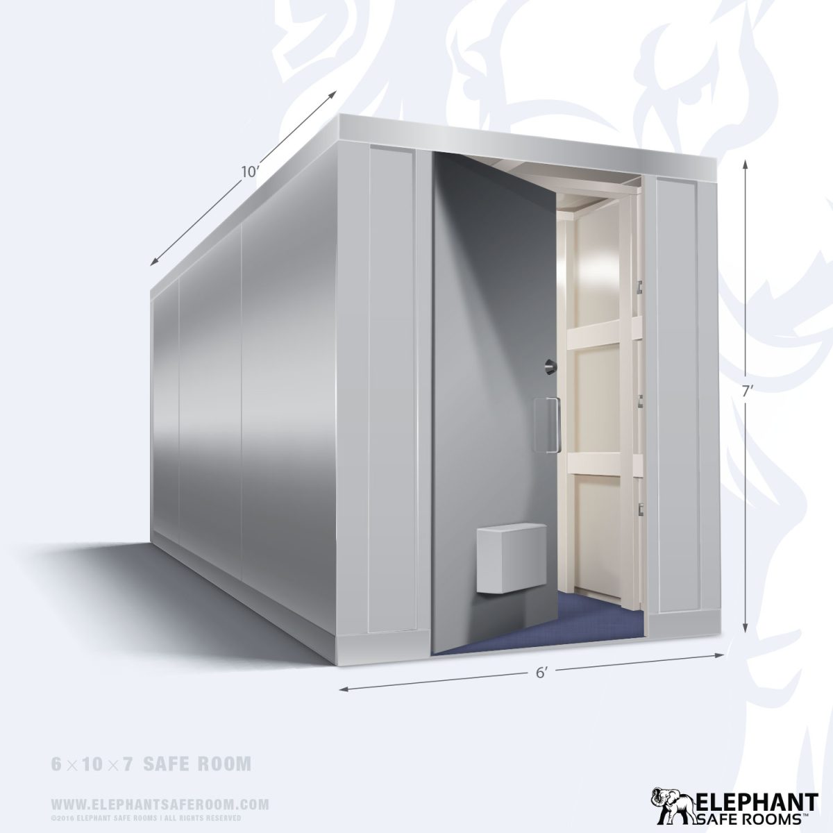 Elephant safe room with dimensions 6 x 10