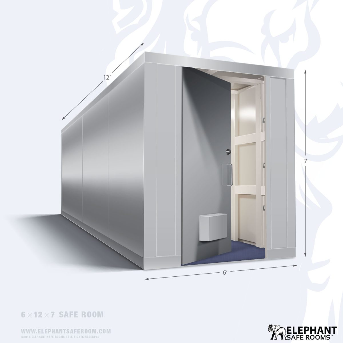 Elephant safe room with dimensions 6 x 12