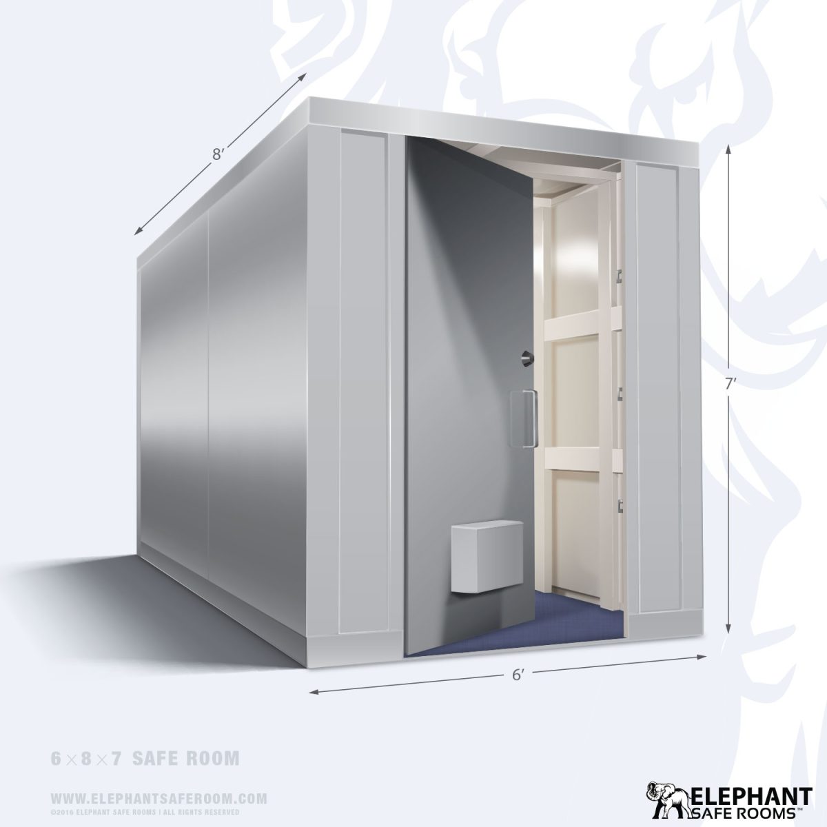 Elephant safe room with dimensions 6 x 8