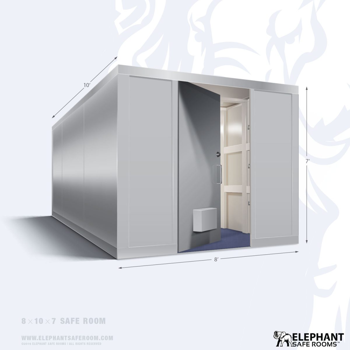 Elephant plate steel safe room with dimensions 8 x 10