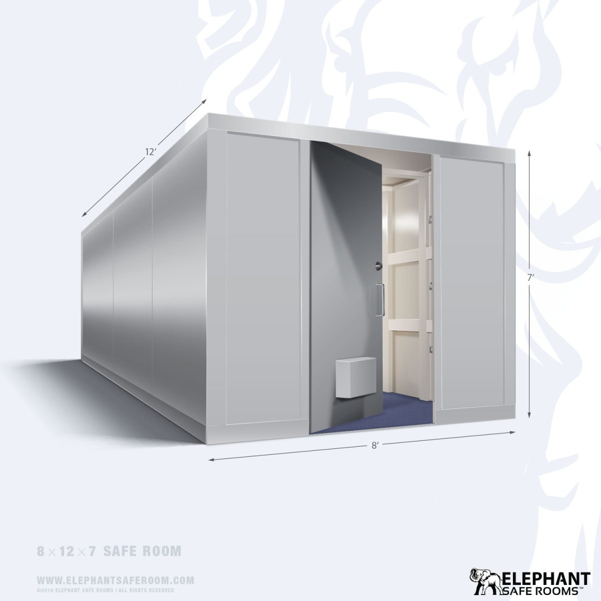 Elephant safe room with dimensions 8 x 12