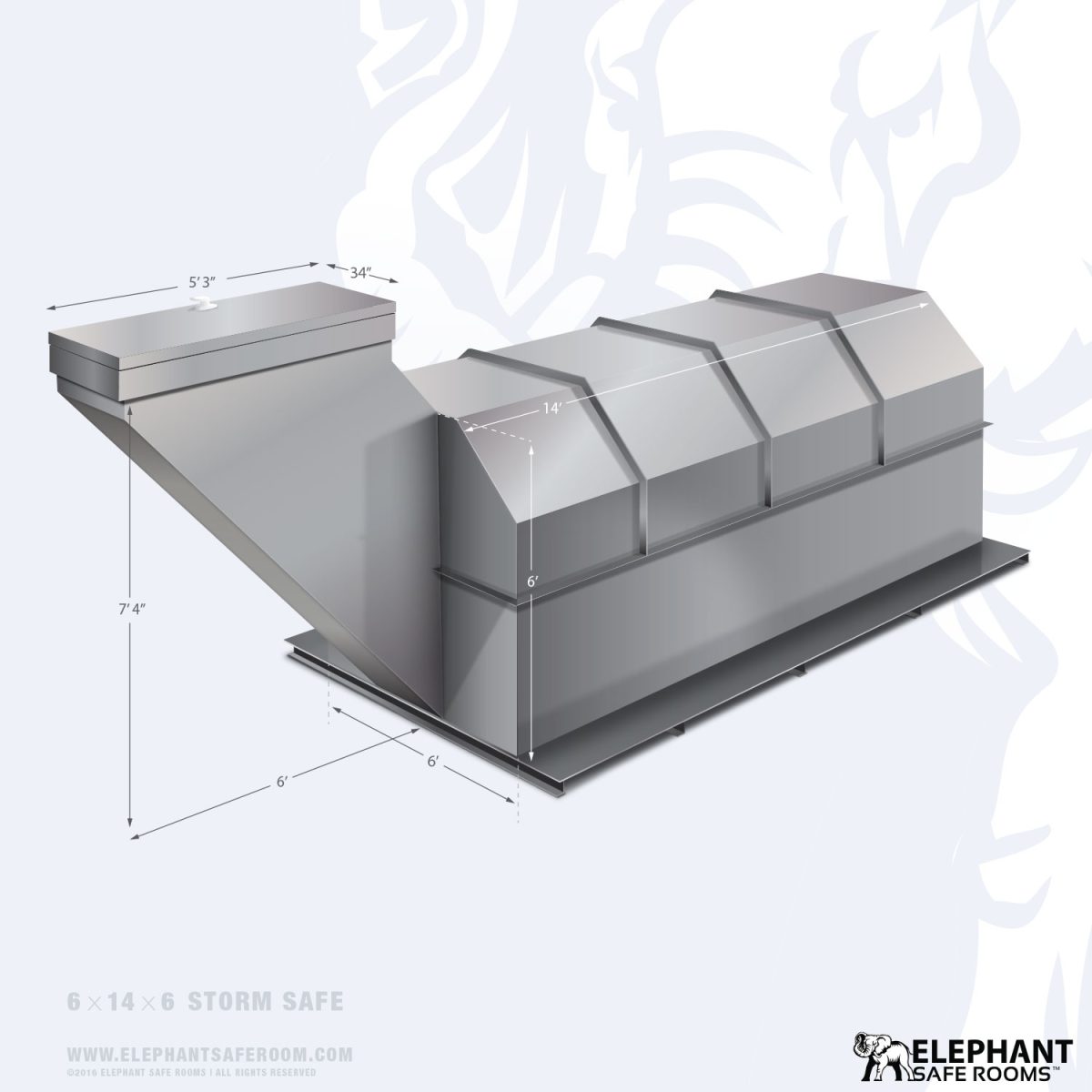 Elephant underground bunker with dimensions 6 x 14