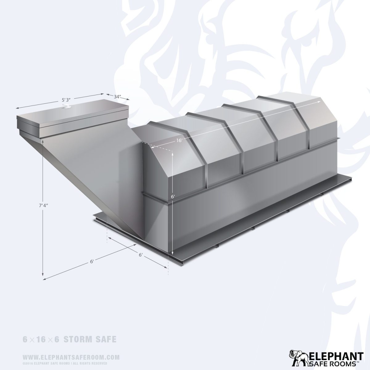 Elephant underground bunker with dimensions 6 x 16