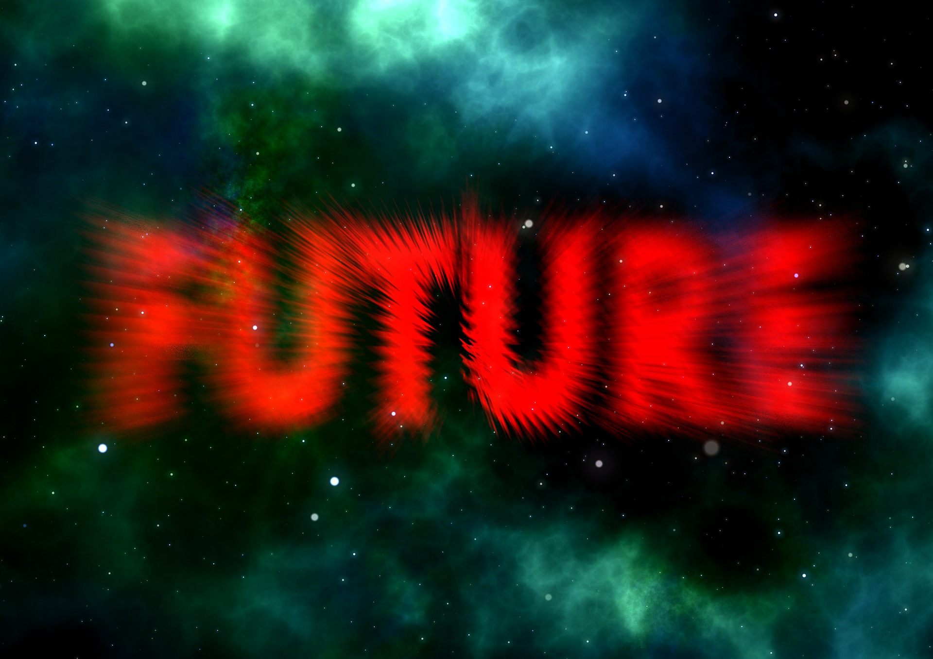 The FUTURE in red in space